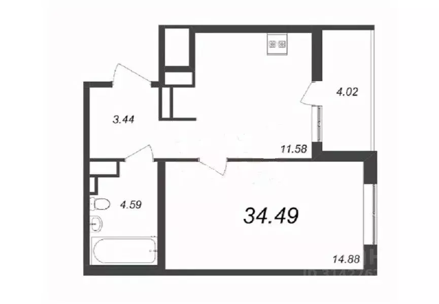 1-к кв. Санкт-Петербург Белоостровская ул., 10к2 (34.49 м) - Фото 0