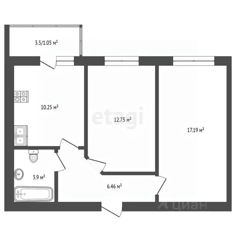 2-к кв. Ярославская область, Ярославль ул. Малая Норская, 3 (51.6 м) - Фото 2