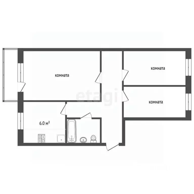 3-к кв. Свердловская область, Первоуральск ул. Вайнера, 45А (55.1 м) - Фото 1