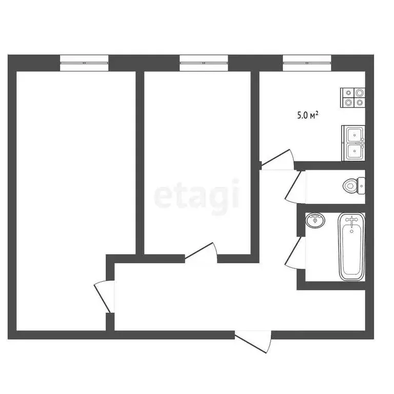 2-комнатная квартира: посёлок городского типа Пышма, улица 1-й ... - Фото 1