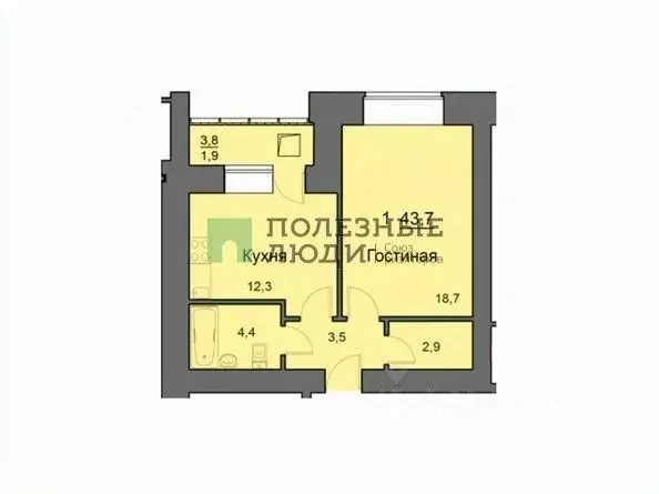 1-к кв. Красноярский край, Красноярск ул. Авиаторов, 21 (43.0 м) - Фото 2