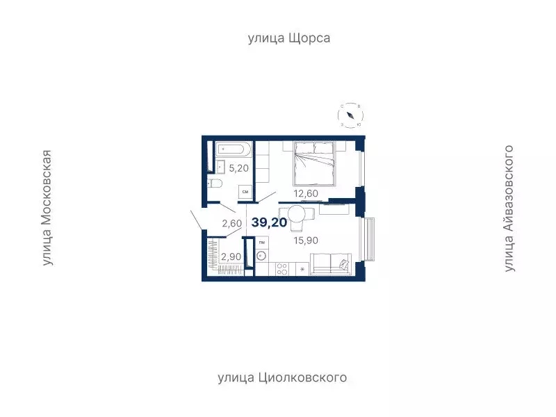 1-комнатная квартира: Екатеринбург, Московская улица, 251 (39.2 м) - Фото 0