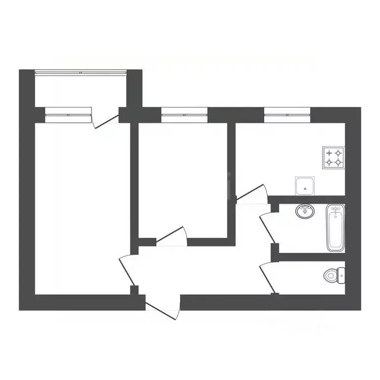 2-к кв. Амурская область, Благовещенск ул. Ломоносова, 263 (51.3 м) - Фото 1
