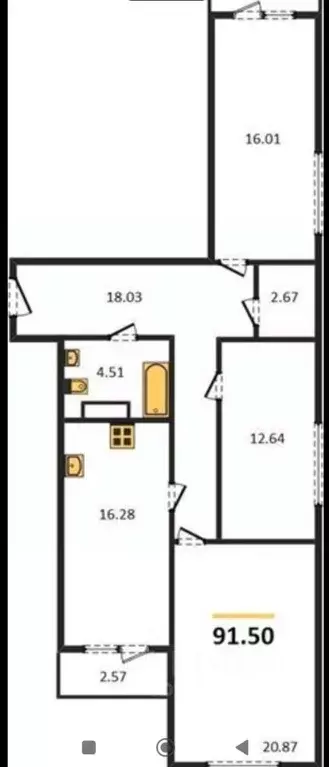 3-к кв. Самарская область, Самара ул. Советской Армии, 91 (91.5 м) - Фото 2