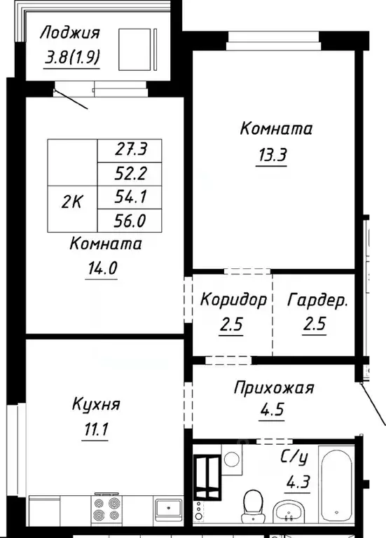 2-к кв. Алтайский край, Барнаул ул. Им. Анатолия Мельникова, 1 (54.1 ... - Фото 0
