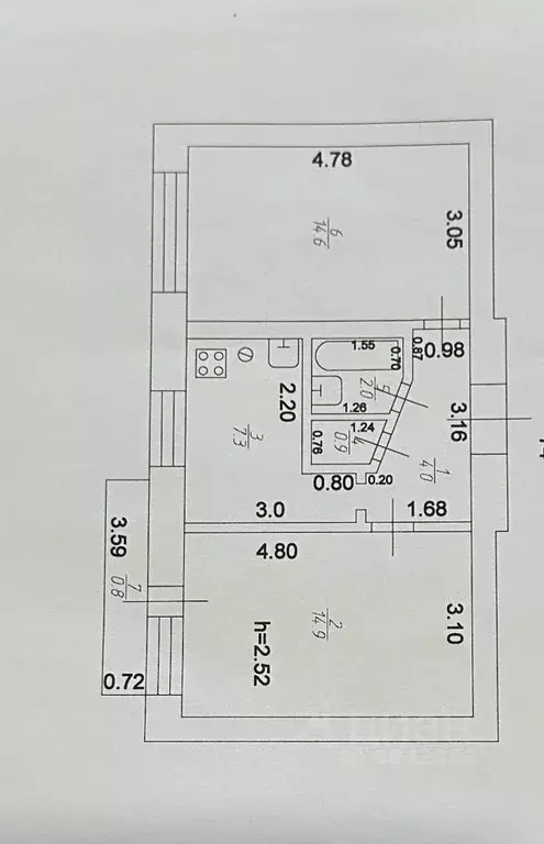 2-к кв. Татарстан, Казань ул. Солидарности, 18 (43.7 м) - Фото 2