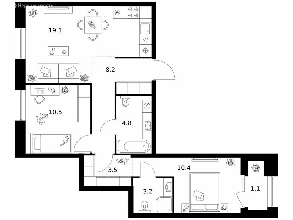 2-комнатная квартира: Санкт-Петербург, ЖК Шкиперский 19, к2 (60.8 м) - Фото 1