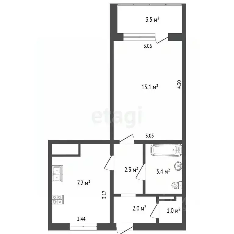 1-к кв. Севастополь ул. Колобова, 21 (29.0 м) - Фото 2