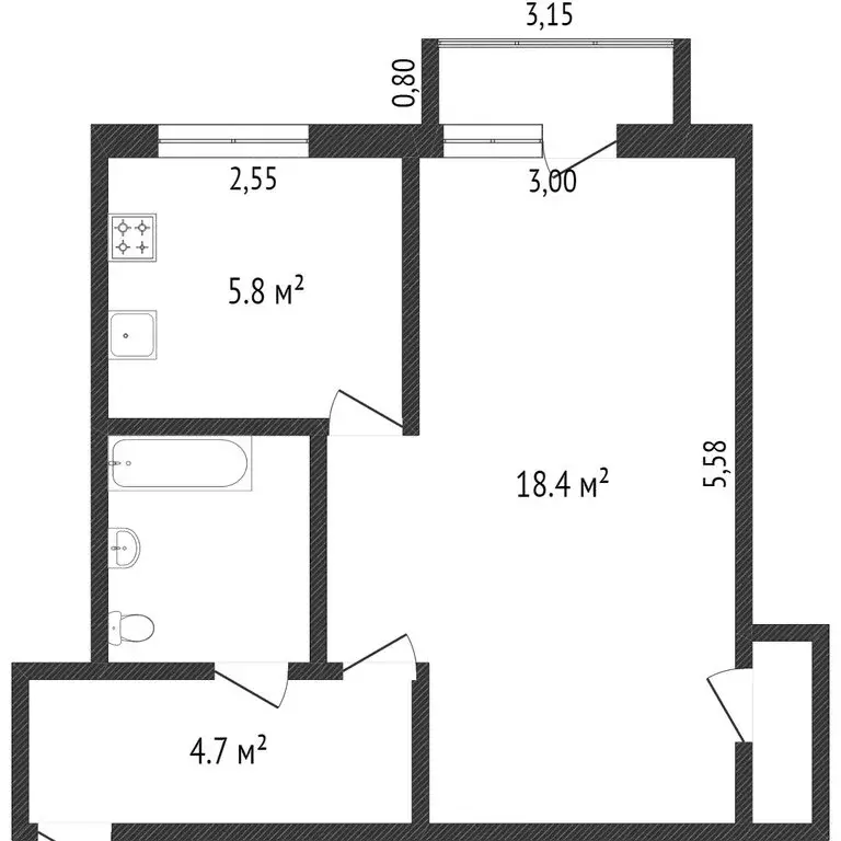 1-комнатная квартира: Череповец, улица Сталеваров, 68 (28.1 м) - Фото 1