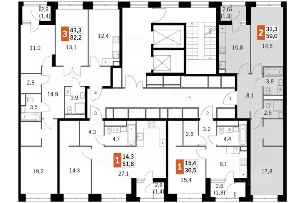 2-к кв. Москва Строительный проезд, 9к1 (59.0 м) - Фото 1