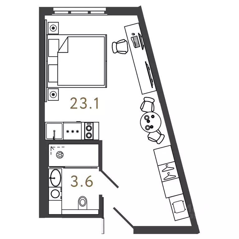 Студия Санкт-Петербург Ташкентская ул., 6к2 (26.7 м) - Фото 0