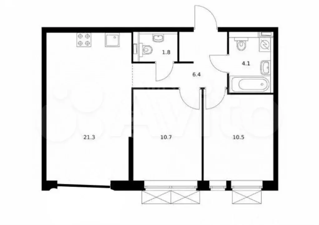 2-к. квартира, 54 м, 3/9 эт. - Фото 0