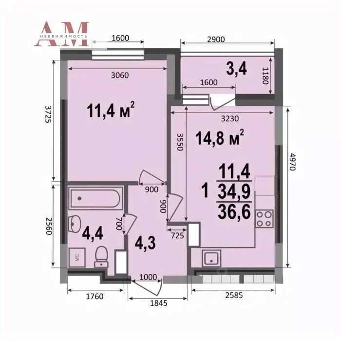 1-к кв. Владимирская область, Владимир ул. Смоленская, 3Б (36.6 м) - Фото 1