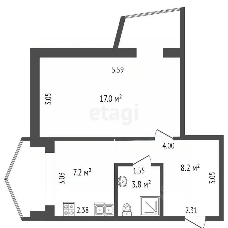 1-к кв. Крым, Ялта ул. Блюхера, 48Б (41.4 м) - Фото 1