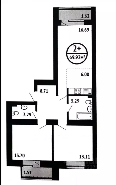 3-к кв. Башкортостан, Уфа ул. Асхата Мирзагитова, 12 (67.1 м) - Фото 2
