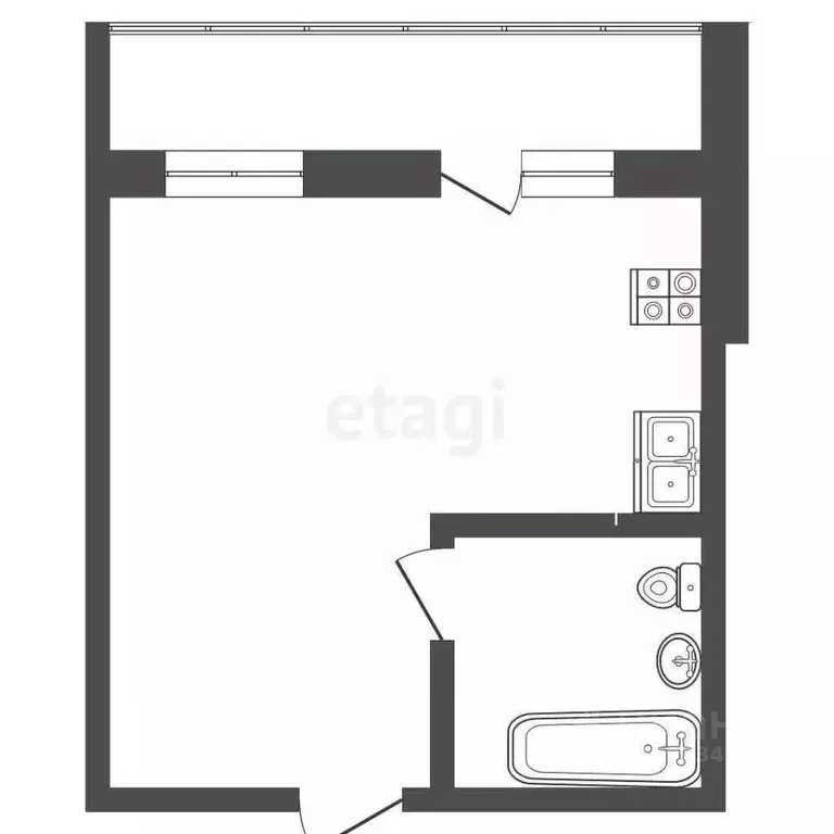 Студия Тюменская область, Тюмень ул. Судостроителей, 71 (32.7 м) - Фото 1