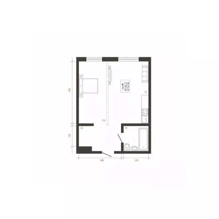 1-к кв. Иркутская область, Иркутск Сарафановская ул. (37.5 м) - Фото 0