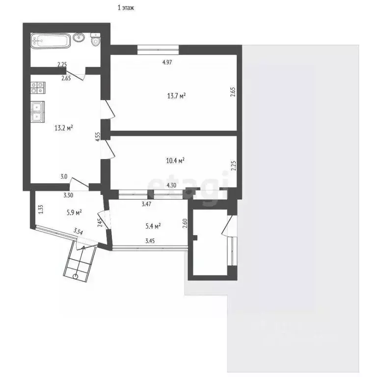 Дом в Крым, Ялта ул. Дмитрия Ульянова, 16 (60 м) - Фото 1