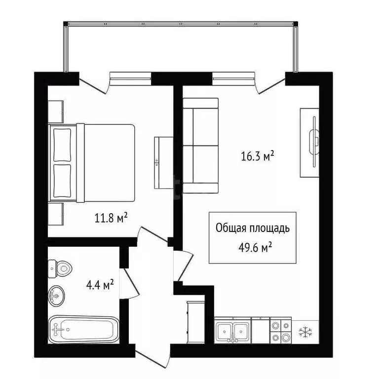 1-комнатная квартира: Новосибирск, Большевистская улица, 88 (40 м) - Фото 0