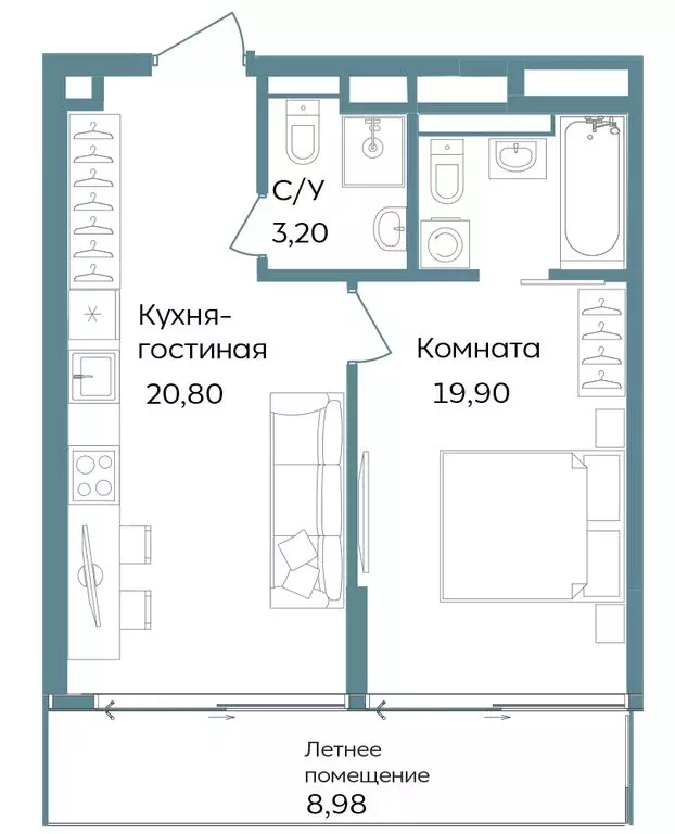 2-комнатная квартира: Республика Крым, Саки (52.88 м) - Фото 1