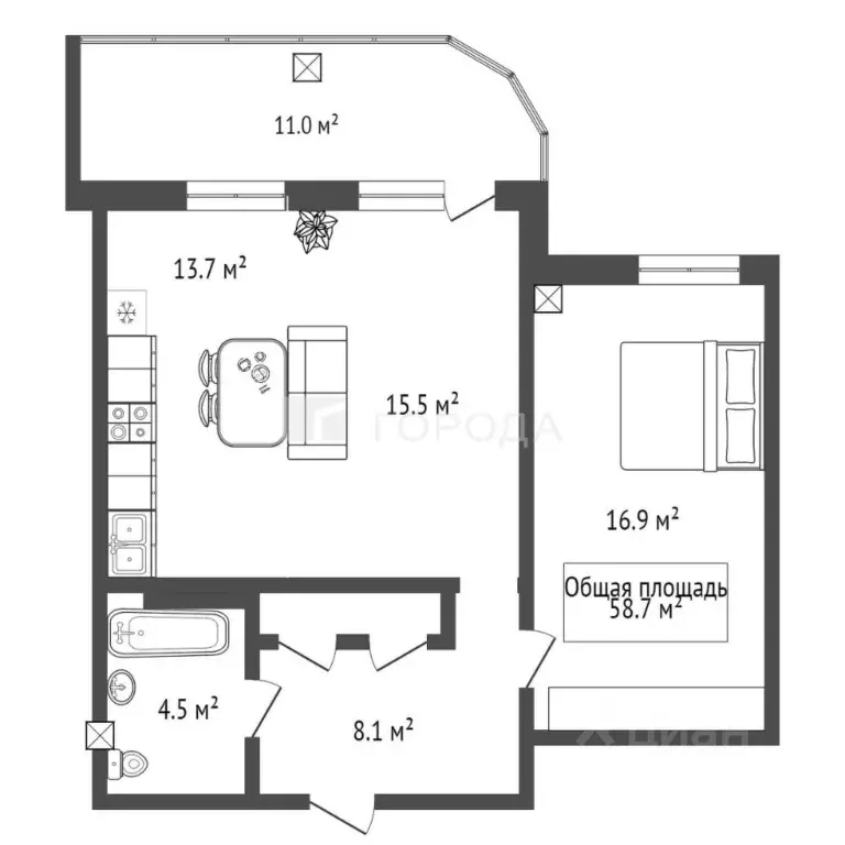 2-к кв. Новосибирская область, Новосибирск ул. Галущака, 4 (64.0 м) - Фото 2