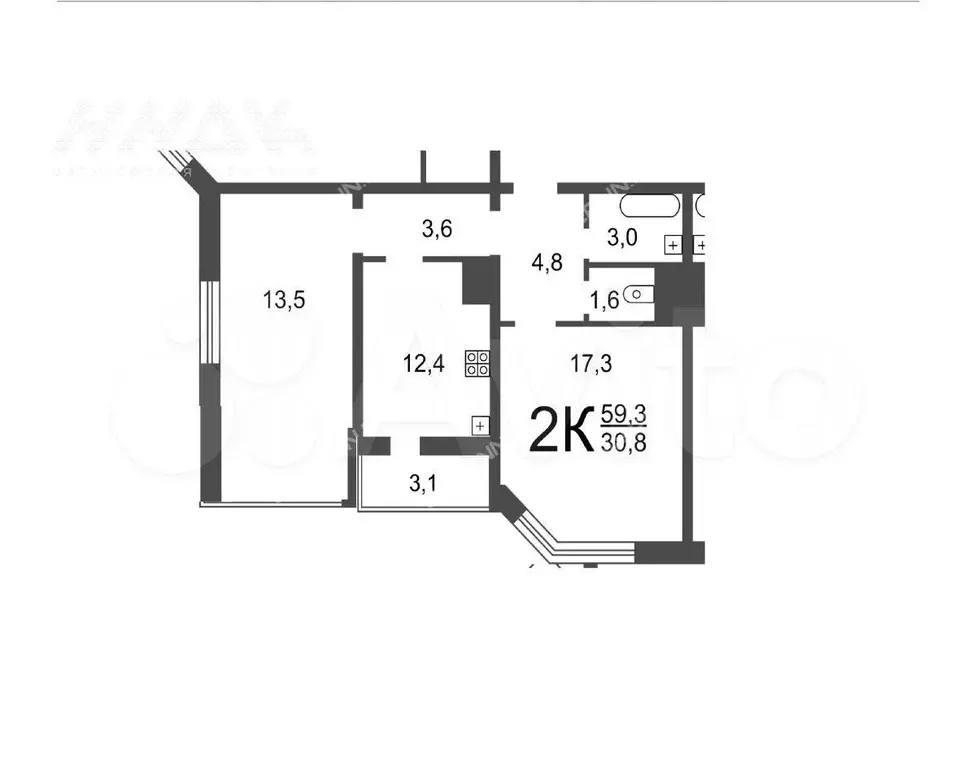 2-к. квартира, 60 м, 27/27 эт. - Фото 0