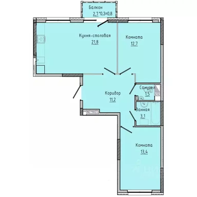 2-к кв. Удмуртия, Ижевск Камбарская ул., 94к2 (64.35 м) - Фото 0