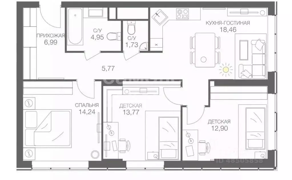 3-к кв. Москва Шмитовский проезд, 39с4.2 (80.34 м) - Фото 1