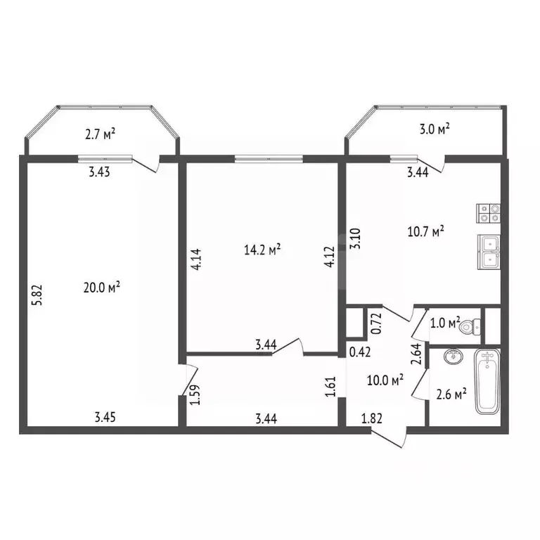 2-к кв. Санкт-Петербург Туристская ул., 13к1 (58.5 м) - Фото 2