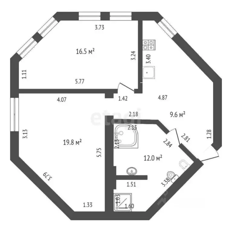 2-к кв. Калининградская область, Калининград ул. Сержанта Колоскова, ... - Фото 2