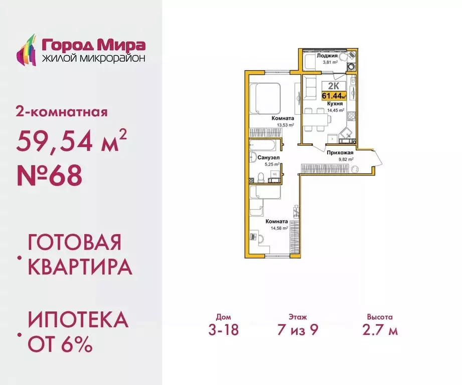 2-к кв. Крым, Симферополь ул. Батурина, 147 (59.54 м) - Фото 0
