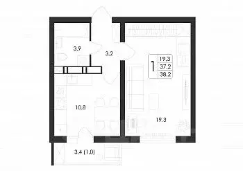 1-к кв. Воронежская область, Воронеж ул. Шидловского, 38 (38.2 м) - Фото 1