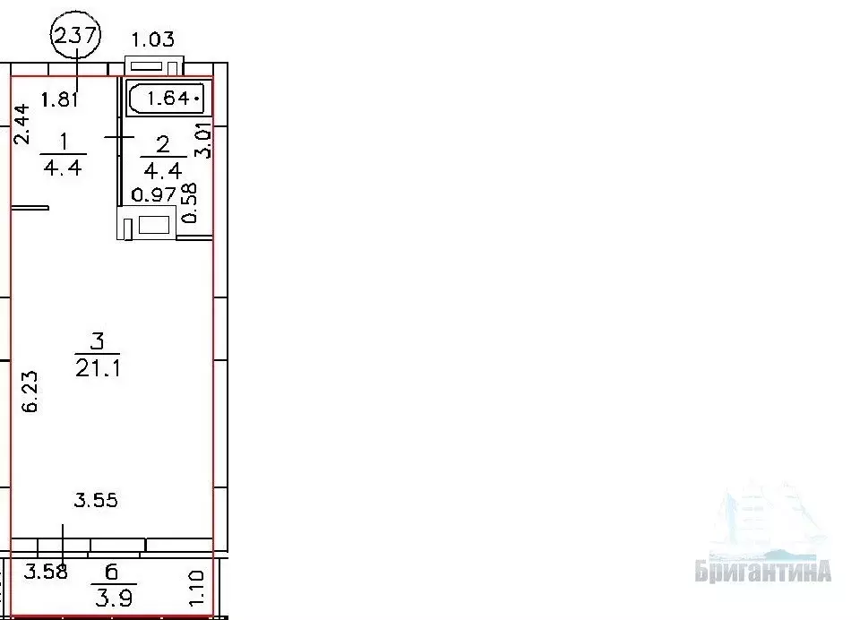 Квартира-студия: Самара, Московское шоссе, 18-й километр, 47 (33.8 м) - Фото 1