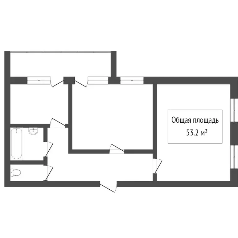 2-комнатная квартира: Томск, Фруктовый переулок, 16 (53.5 м) - Фото 1