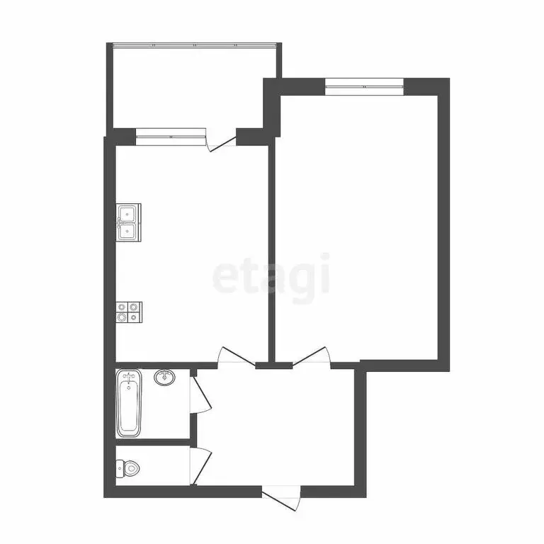 1-комнатная квартира: Тюмень, Алматинская улица, 5 (32.2 м) - Фото 1