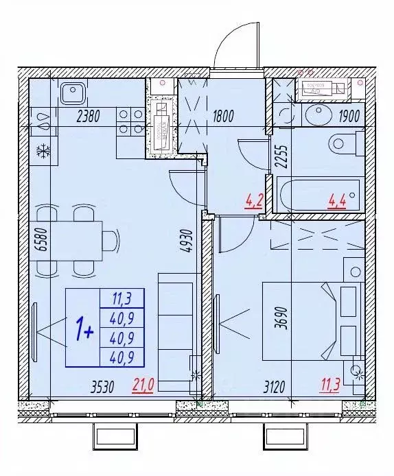 2-к кв. Астраханская область, Астрахань ул. Бэра, 29 (40.9 м) - Фото 2