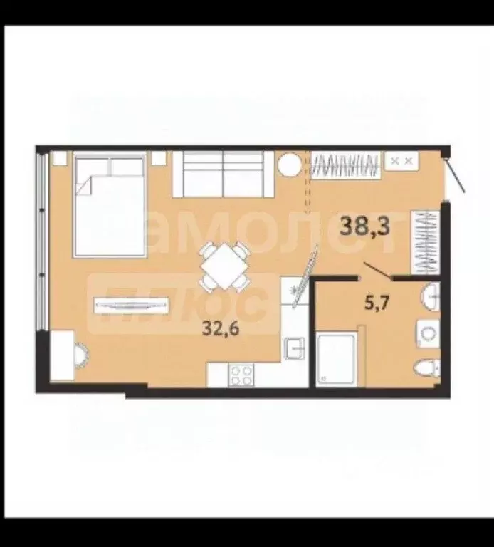 Студия Крым, Ялта ул. Киевская, 44 (38.3 м) - Фото 1