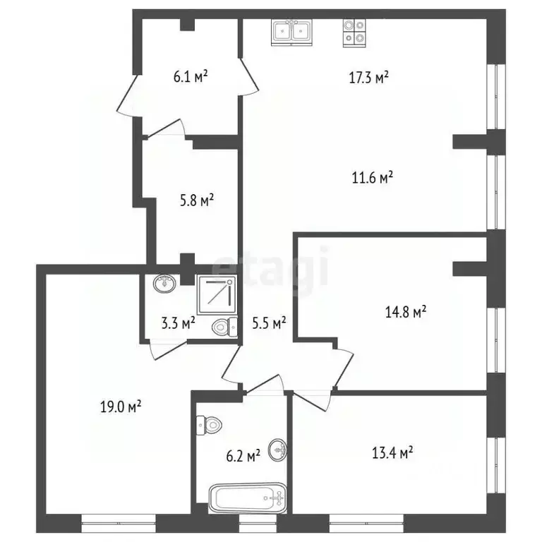 3-к кв. Крым, Симферополь ул. Воровского (103.0 м) - Фото 2