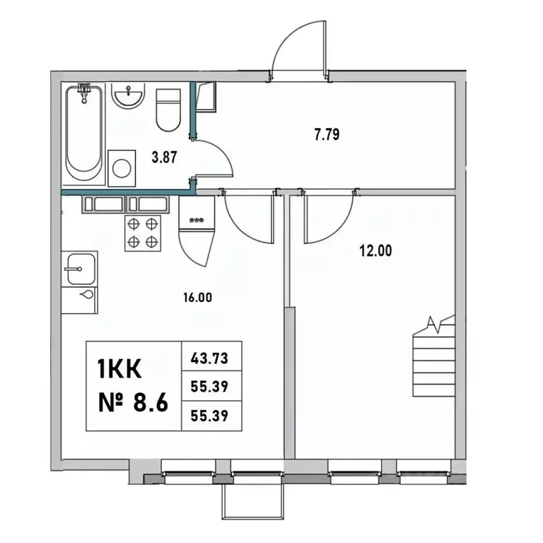 1-к кв. Ленинградская область, Выборг ул. 2-я Южная, 4 (55.39 м) - Фото 1