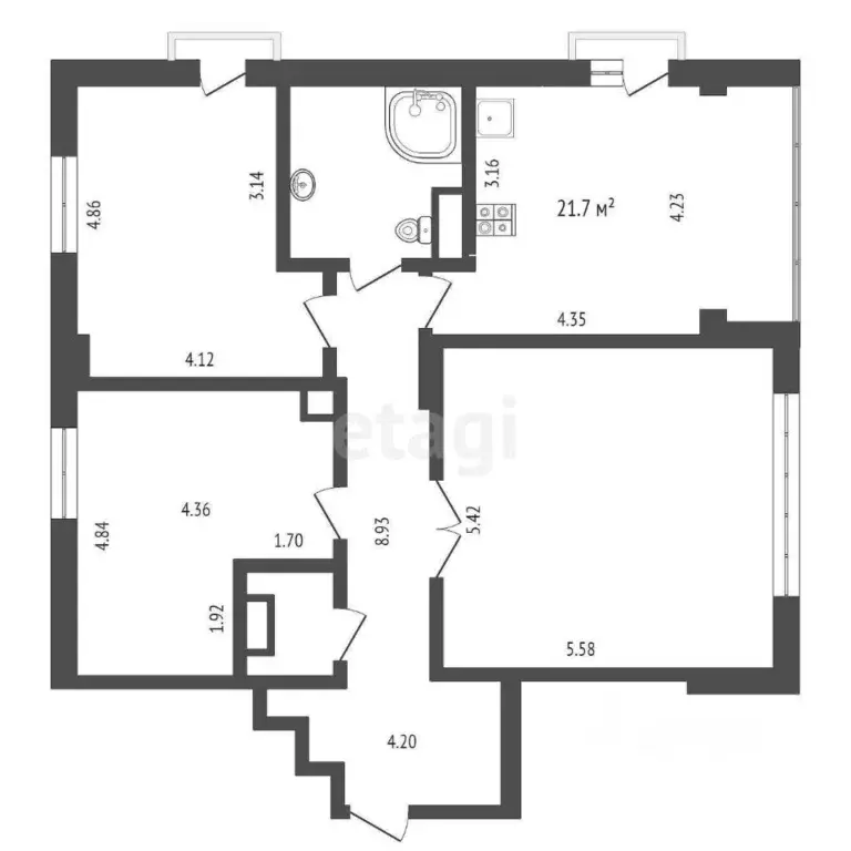 3-к кв. Тюменская область, Тюмень ул. Максима Горького, 68к3 (108.6 м) - Фото 1