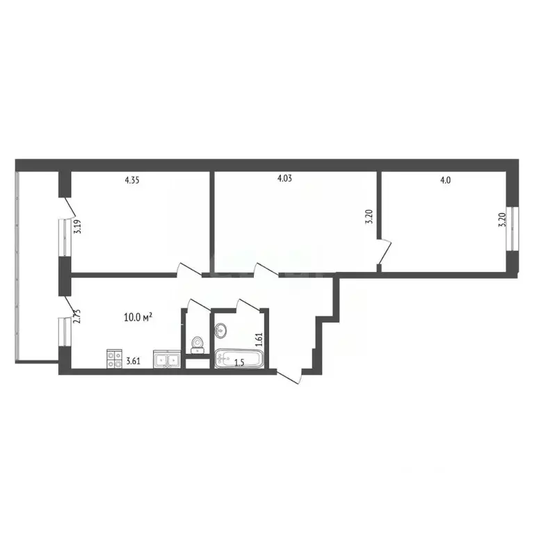 3-к кв. Москва проезд Серебрякова, 9К1 (69.0 м) - Фото 2