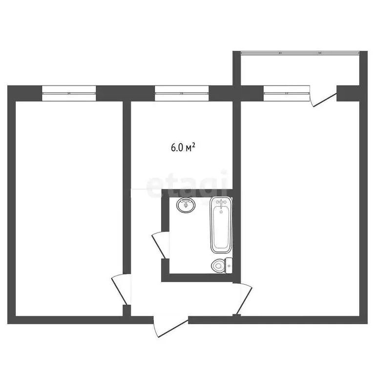 Квартира, 2 комнаты, 45.2 м - Фото 1