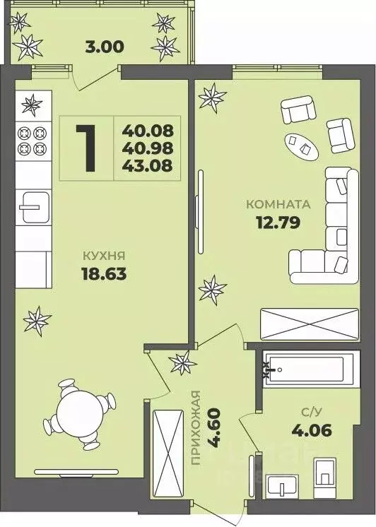 1-к кв. Калининградская область, Калининград ул. Генерала Толстикова, ... - Фото 1