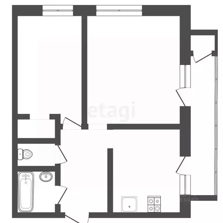 2-к кв. Тюменская область, Тюмень ул. Мельникайте, 131 (46.1 м) - Фото 2