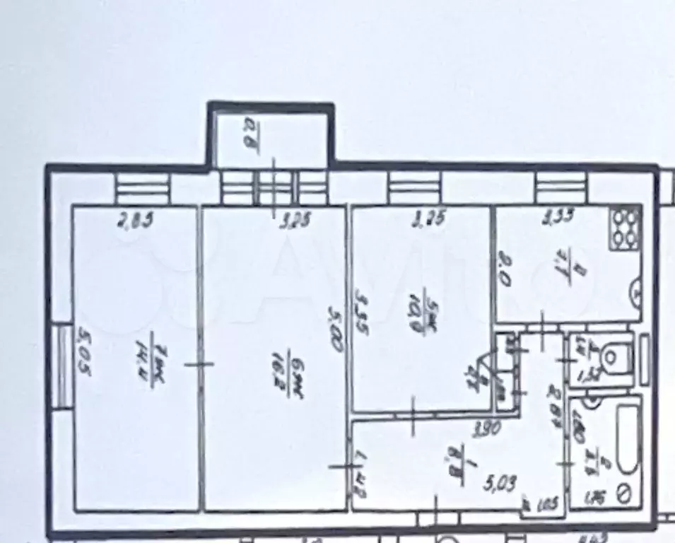 3-к. квартира, 64 м, 3/3 эт. - Фото 0