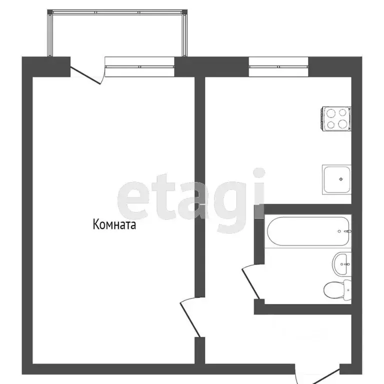 1-к кв. Ростовская область, Ростов-на-Дону Казахская ул., 86/2 (32.1 ... - Фото 1