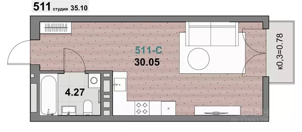 1-к кв. Калининградская область, Зеленоградск ул. Гагарина (35.1 м) - Фото 1