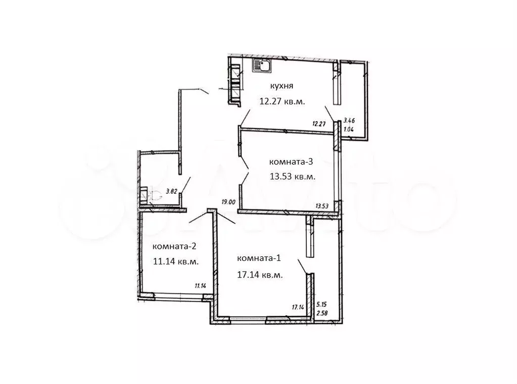 3-к. квартира, 78,9 м, 4/8 эт. - Фото 0