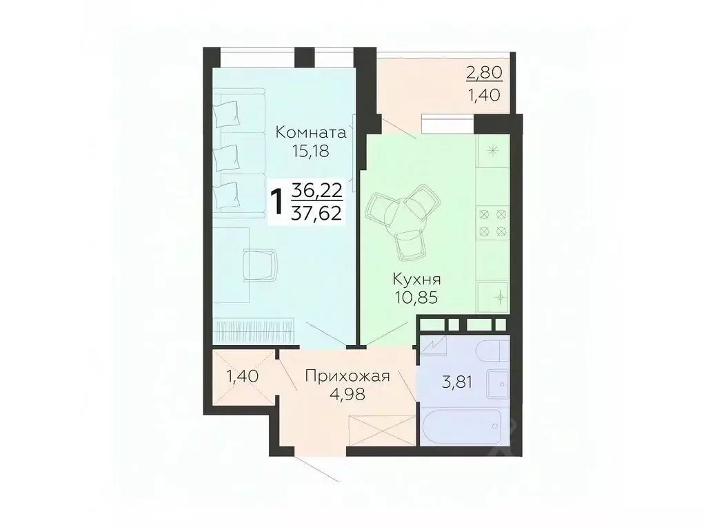 1-к кв. Воронежская область, Воронеж ул. 45-й Стрелковой Дивизии, 113 ... - Фото 0