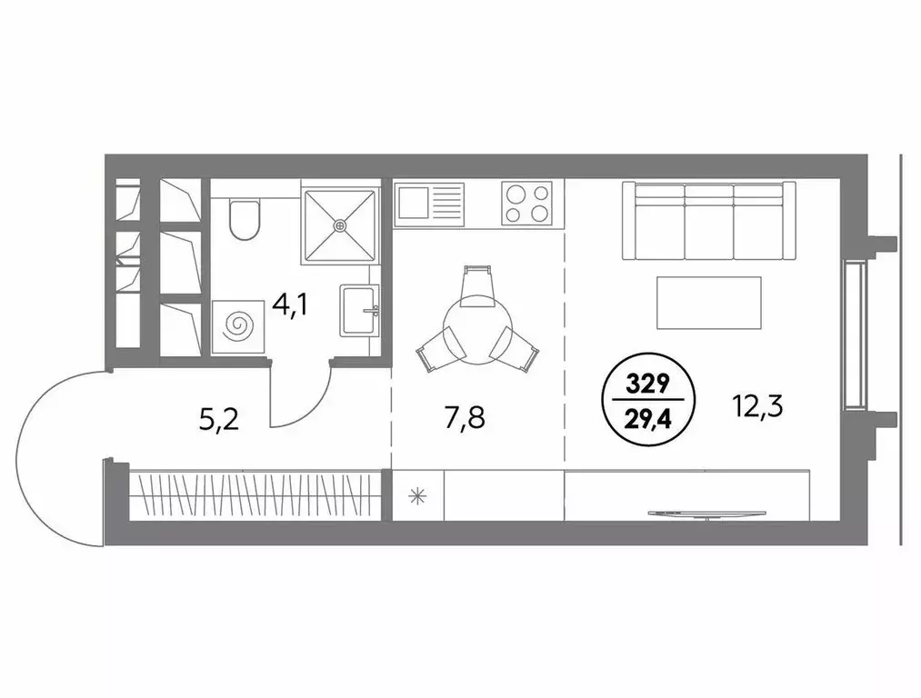 Квартира-студия: Москва, улица Фридриха Энгельса, 58с1 (29.4 м) - Фото 0